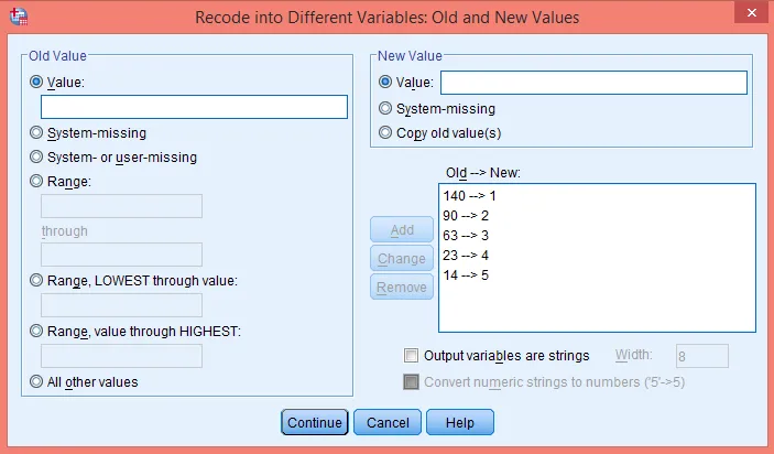 Recode Into Different Variables result